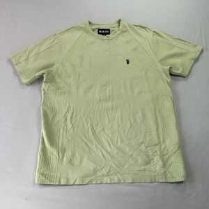 Makobi Shirt Mens Medium Green M346 Embossed‎ Pattern Stretch Tee Black Dog Logo